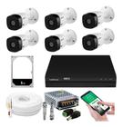 Kit 6 Camera de Seguranca Intelbras Bullet 1120b Externa Dvr 8 canais multi hd 1tb