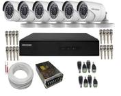 KIT 6 CÂMERAS DE VIGILÂNCIA HIKVISION Full Hd 1080p 2mp DVR HIKVISION 4 CH - ALTA DEFINIÇÃO S/HD