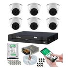 Kit 6 Câmeras Dome 1120d Dvr Intelbras 8 Canais Com Hd