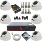 Kit 6 Câmeras Dome Infravermelho Analógica 1000 Linhas de Resolução + dvr Multi