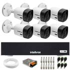 Kit 6 Câmeras Intelbras VHC 1120 B HD 720p Visão Noturna 20m Resistente à Chuva IP66 + DVR Gravador Digital de vídeo Intelbras MHDX 1108-C