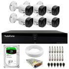 Kit 6 Câmeras Intelbras VHC 1120 B HD 720p Visão Noturna 20m Resistente à Chuva IP66 + Dvr Tudo Forte TFHDX 3308 Full HD 8 Canais + HD 2TB BarraCuda