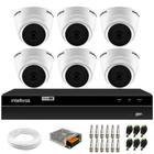 Kit 6 Câmeras Intelbras VHD 1220 G7 Dome Full HD com Visão Noturna de 20m Multi HD + DVR Intelbras MHDX 1308 8 Canais