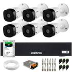 Kit 6 Câmeras Intelbras VHL 1120 B HDCVI Lite HD 720p Lente 3.6mm Visão Noturna 20m IP66 + Dvr Intelbras MHDX 1108-C 8 Canais + HD SkyHawk 2TB