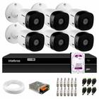 Kit 6 Câmeras Intelbras VHL 1220 Bullet HDCVI LITE Full HD 1080p, Lente 3.6mm, Visão Noturna 20m, IP66 + DVR Intelbras MHDX 1208 8 Canais Multi HD