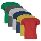 Kit 6 Camisetas Masculina Malha Fria Básica Lisa Gola Careca