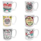 Kit 6 Caneca Dia Das Mães 300Ml Porcelana