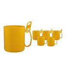 Kit 6 Caneca Redonda Clipe Amarelo 400Ml Plástico