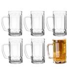 Kit 6 Canecas De Chopp Cerveja Bebida Bar Restaurante De Vidro Alça 375ml