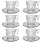 Kit 6 Canecas de Vidro Xícaras Transparente Café com Pires