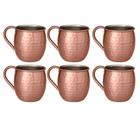 Kit 6 Canecas Moscow Mule Inox Rose Bronze Drink 500ml