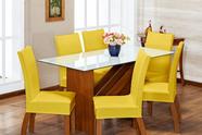 Kit 6 Capas de Cadeira de Jantar Estofada Malha Gel que Estica com Elástico Amarelo - Momoli Enxovais