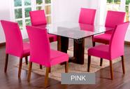 Kit 6 Capas Para Cadeira de Jantar Malha Com Elástico Cor Pink