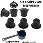 Kit 6 Cápsulas Reutilizavel Nespresso café + Dosador Tuppeware