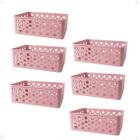 Kit 6 Cesto Organizador Multiuso P 19X13,8X6,5Cm Rose - Usual