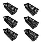 Kit 6 Cesto Organizador Multiuso Retangular Preto 0693 Uninjet