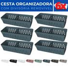 Kit 6 Cesto Organizador Rattan c/ Divisória Removível 23x8 - Usual Utilidades