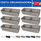 Kit 6 Cesto Organizador Rattan c/ Divisória Removível 23x8 - Usual Utilidades