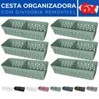 Kit 6 Cesto Organizador Rattan c/ Divisória Removível 23x8