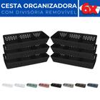 Kit 6 Cesto Organizador Rattan c/ Divisória Removível 34x11