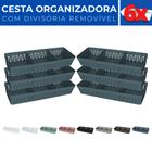 Kit 6 Cesto Organizador Rattan c/ Divisória Removível 34x11 - Usual Utilidades