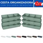 Kit 6 Cesto Organizador Rattan c/ Divisória Removível 34x11