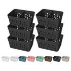Kit 6 Cesto Organizador Trama Rattan c/ Divisória Removível