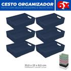 Kit 6 Cestos Organizador Armário Gaveta Lavanderia M 33x23 - Jaguar