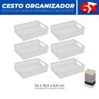 Kit 6 Cestos Organizador Multiuso Armário Lavanderia P 24x16