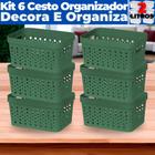 Kit 6 Cestos Organizador s/ Tampa Trama Rattan 2L Usual - Usual Utilidades