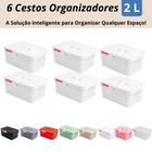 Kit 6 Cestos Organizadores c/Tampa Rattan 2 litros Multiuso Ideal para armário e gavetas LP HOUSE