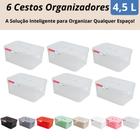 Kit 6 Cestos Organizadores c/Tampa Rattan 4,5 litros Multiuso Ideal para armário e gavetas LP HOUSE