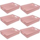 Kit 6 Cestos Organizadores Juta A5 2 L Rosa 24x16,5x6,5 Cm