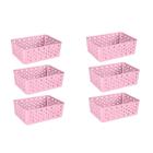 Kit 6 Cestos Organizadores Multiuso Decorativo Premium Rosa - 123 Organizei