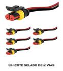 KIT 6 Chicote para Lanterna Automóvel Caminhão Ônibus com Conector Selado de 2 Vias