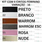 Kit 6 Cintos Feminino Basico De Fivela Oval Retro Fino, CF12