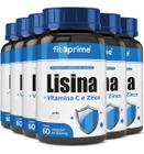 Kit 6 Cloridrato de Lisina + Vitamina C e Zinco 60 Cápsulas Fitoprime