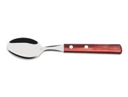 Kit 6 colher de mesa polywood vermelho lamina de aco inox e cabo de madeira tramontina