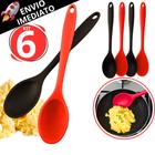 Kit 6 Colher de Silicone Resistente Redonda 27Cm Grande Preparo Arroz Ovos Mexidos Caldas Cobertura - SQ