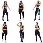 Kit 6 Conjunto de academia calça e top suplex grosso liso