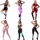 Kit 6 Conjunto fitness feminino bojo removível calça + top
