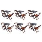 Kit 6 Conjuntos de Mesa Dobravel com 2 Cadeiras de Madeira 70x70 Ideal para Bar e Restaurante - Imbu