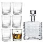 Kit 6 Copos De Whisky e Whiskeira Licoreira de Vidro Licor Drinks Dose Shot Cachaça Presente Cozinha Bar Bebidas Decoração