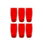 Kit 6 Copos Florida Chique Vidro Vermelho Mesa Posta 370ml