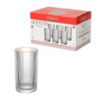 Kit 6 Copos Long Drink Vidro Graffiato Borda Dourada Hauskraft