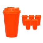 Kit 6 Copos Mug Laranja Neon 320Ml Plástico Premium