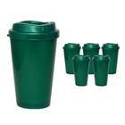 Kit 6 Copos Mug Verde 320Ml Plástico Premium