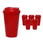 Kit 6 Copos Mug Vermelho 320Ml Plástico Premium