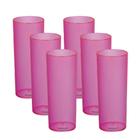 Kit 6 Copos Tubo Rosa Neon 300 Ml Acrílico Ps