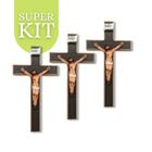 Kit 6 Cruz Crucifixo de Madeira 28cm Atacado Revenda